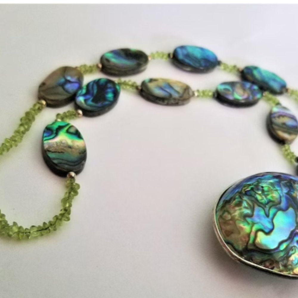 Coldwater Creek Paua Shell Necklace and Earrings